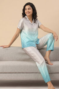 Zivame Woven Satin Pyjama Set - Dark Shade — thumbnail 5